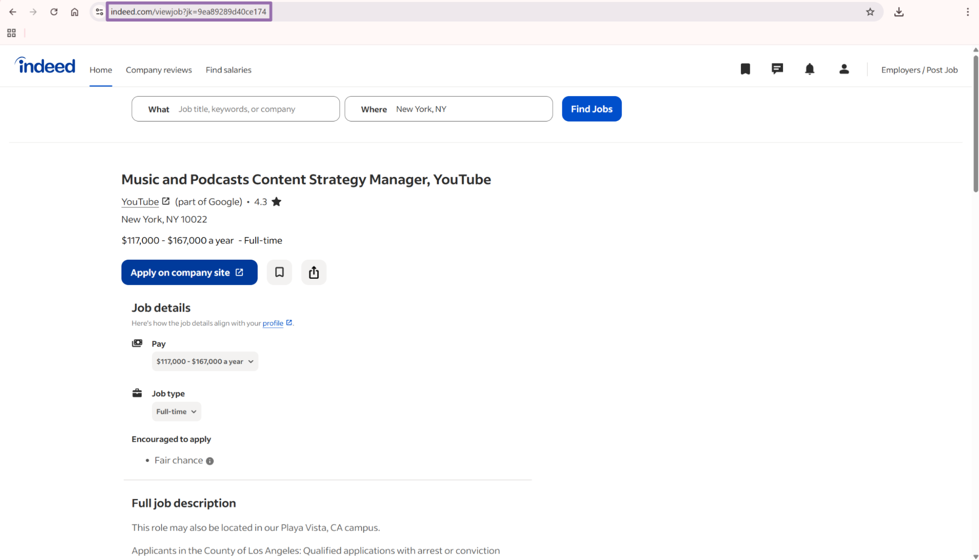 Copy the URL from the address bar